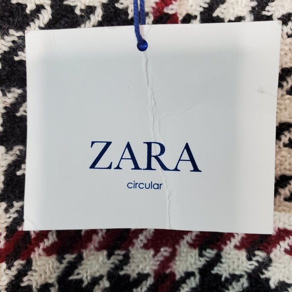 Zara Red White and Cream Houndstooth Camisole Tank Top M - Picture 4 of 8